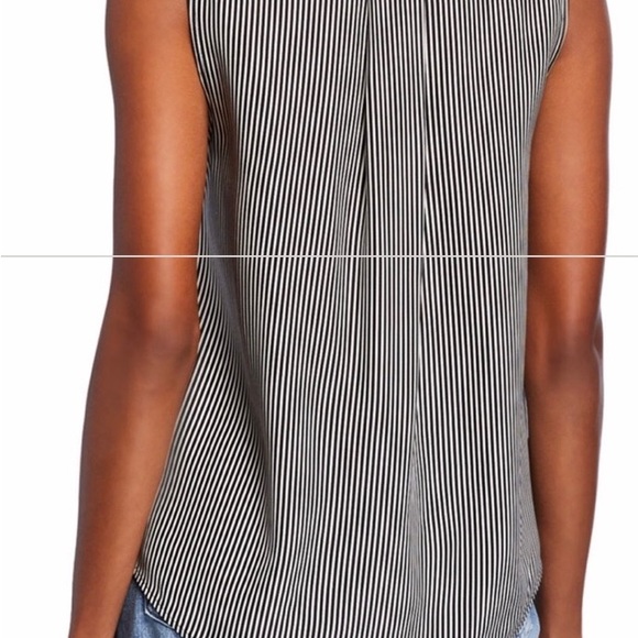 rag & bone Victor black/white stripe sleeveless silk blouse Size Small. NWT! - Picture 2 of 8
